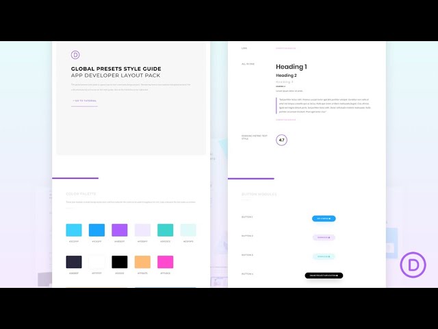 Get a FREE Global Presets Style Guide for Divi’s App Developer Layout Pack